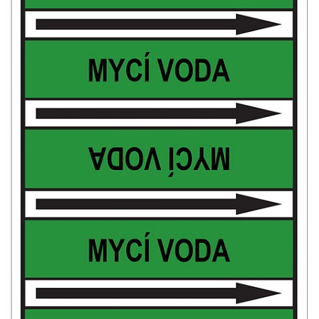 Značení potrubí, mycí voda